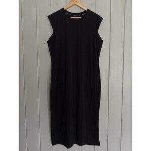 Public Rec Go-To Dress L Large Midi Length Stretch Black Sleeveless Pima Cotton